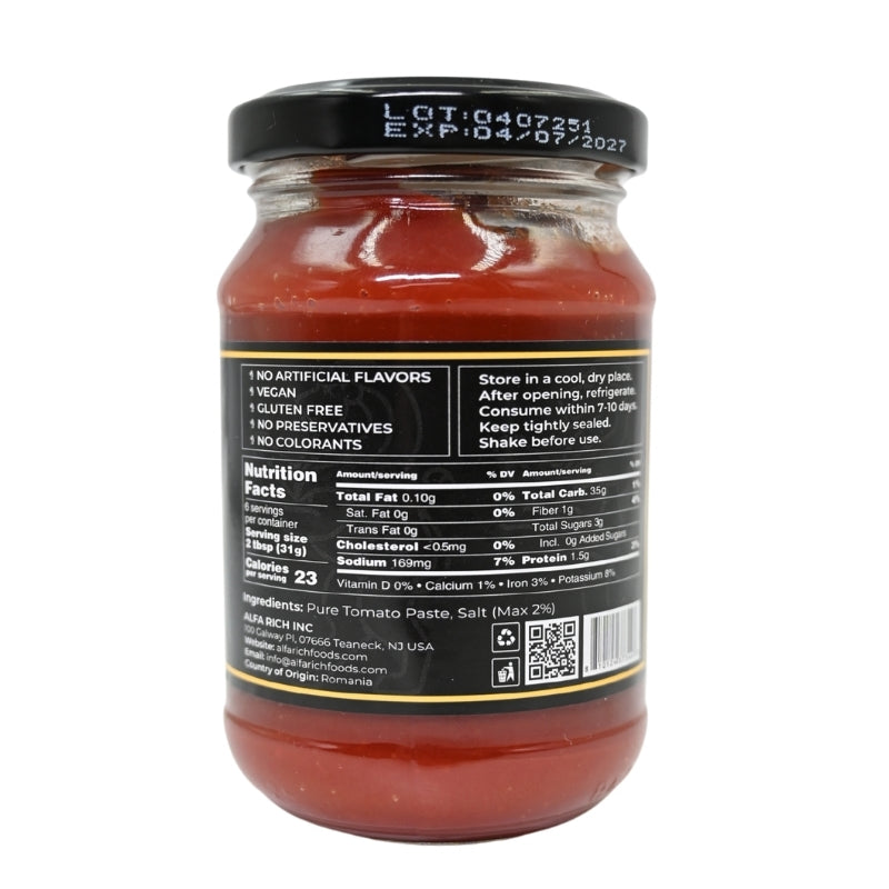 Alfa Rich Clean Label Double Concentrated Tomato Paste 6.7 Oz (190 gr)