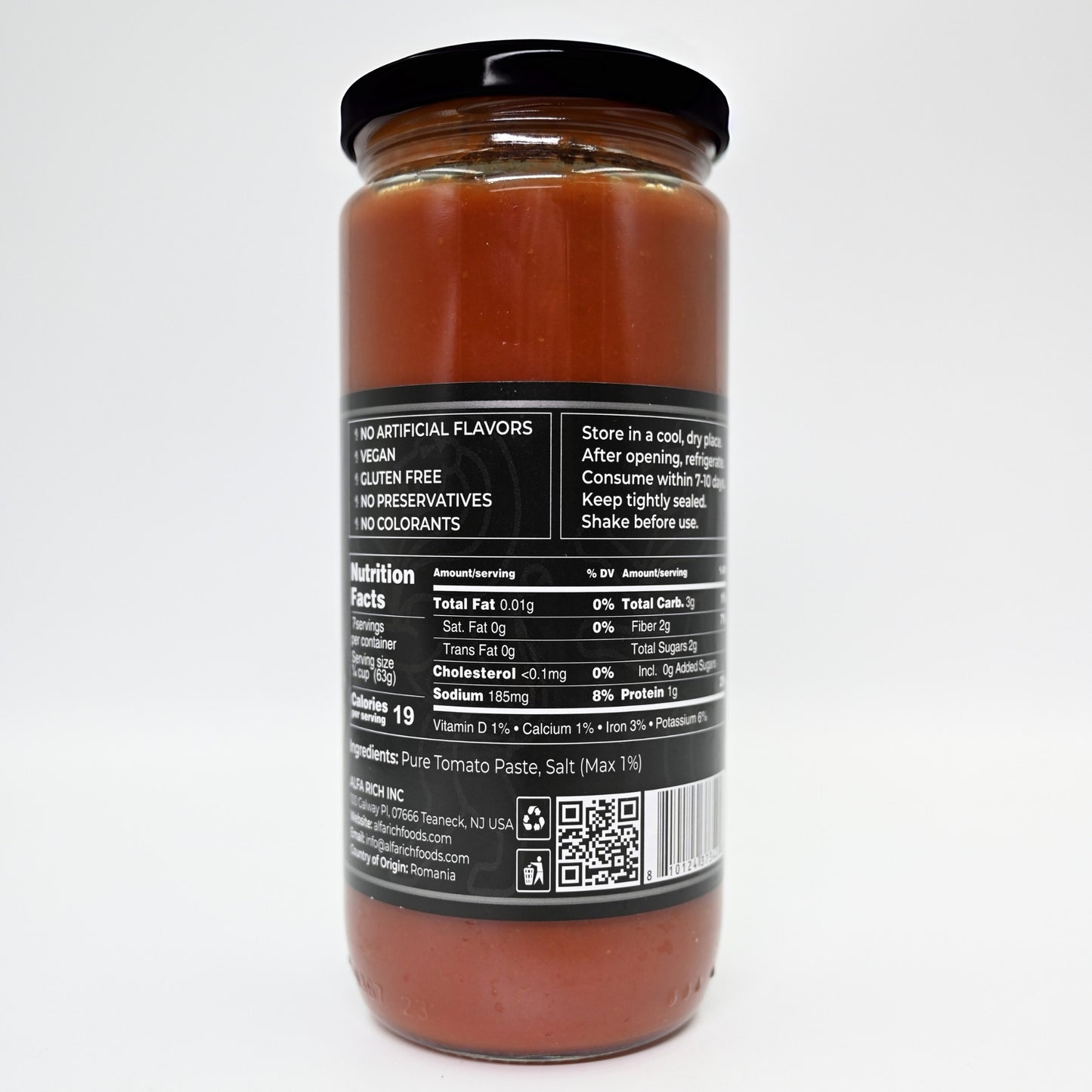 Alfa Rich Clean Label Double Concentrated Tomato Sauce for Pasta and Pizza 16.6 (470 gr)