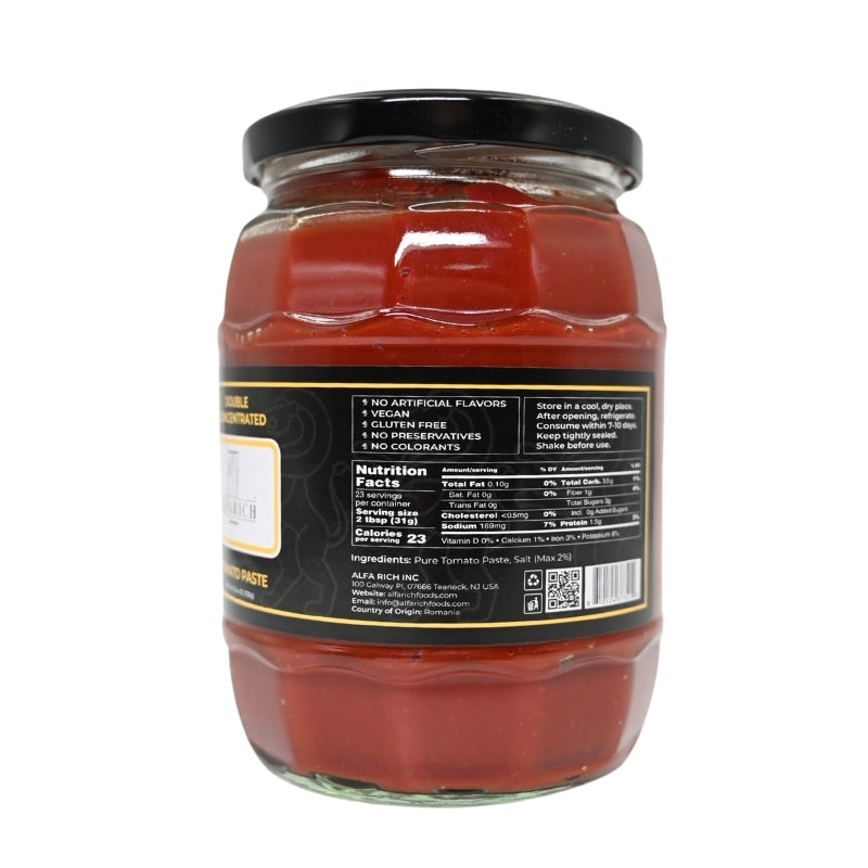 Alfa Rich Clean Label Double Concentrated Tomato Paste 25.4 Oz (720 gr)